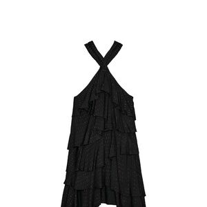 Zara Black Tiered Ruffle Halter Dress